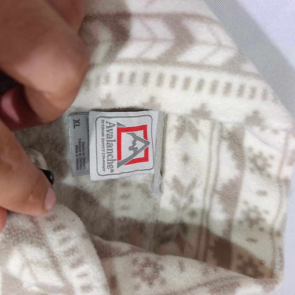 Avalanche Fleece Pullover Size XL Beige Fair Isle 1/4 Zip - Picture 2 of 8